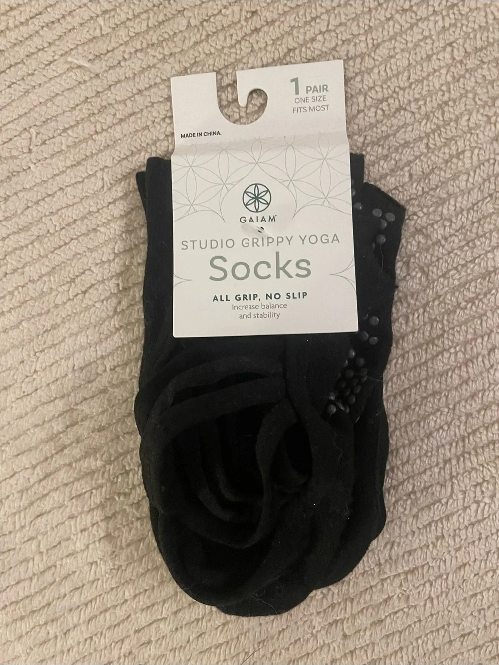 GAIAM Black Studio Grippy Yoga Socks with Non-Slip Dots